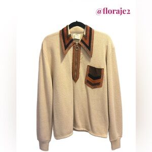 Campus Vintage Mod Half Zip Sweater L